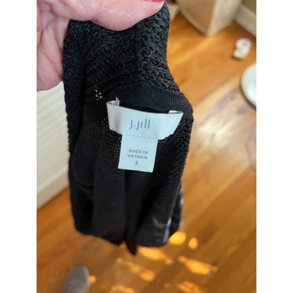 J. Jill black linen blend open weave duster cardigan S Perfect Classic Work Play - Picture 4 of 5
